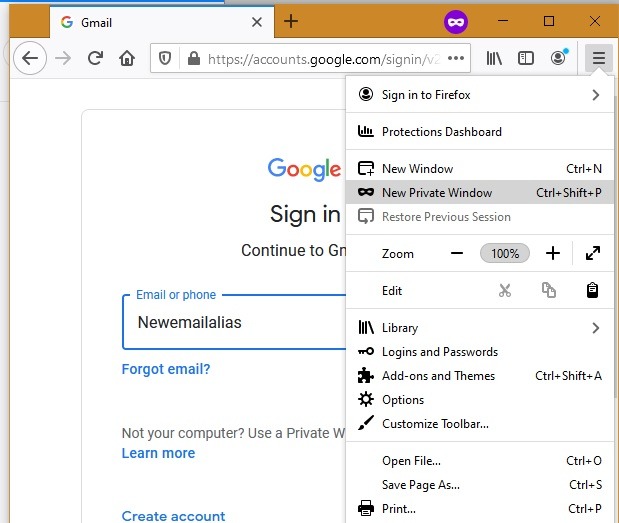 Gmail Multiple Manage Private Window Firefox