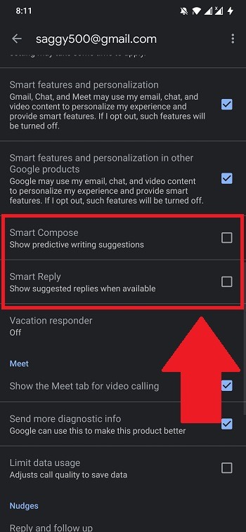 Smart Compose Svara Gmail Android