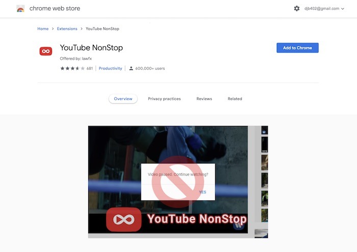 Inaktivera Youtube-video pausad Lägg till i Chrome