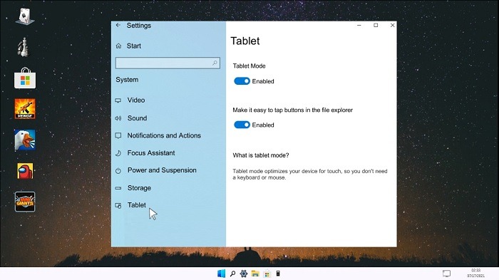 Windows11 forbedringer Tablet Touch Mode