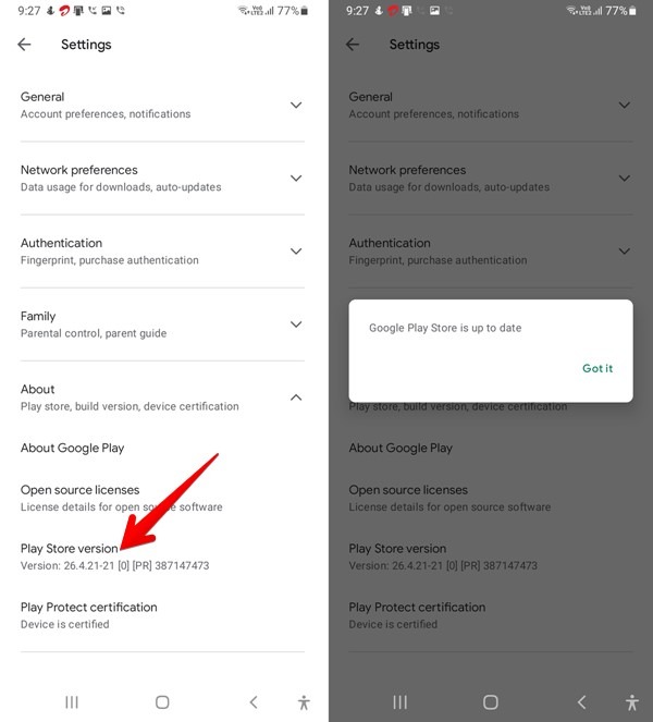 Oppdatering av Google Play Butikk manuelt