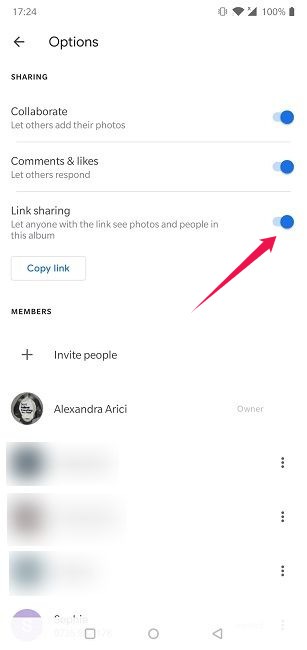 Poista linkin jakaminen käytöstä Google Kuvat Android Poista linkin jakaminen käytöstä