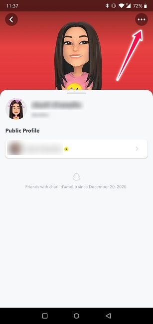 Katoavien viestien lähettäminen Android Snapchat Three Dots