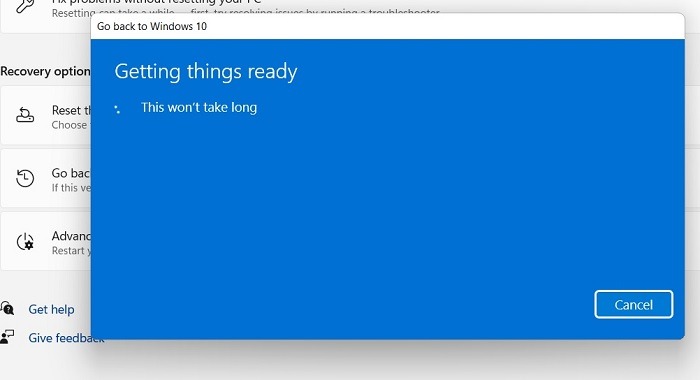 Windows11 Palauta Windows10 Asioiden valmistelu