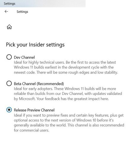 Windows11 Palauta Windows10 Pick Insider Settings