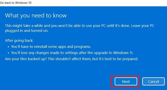 Windows11 Palauta Windows10: n viimeinen varoitus