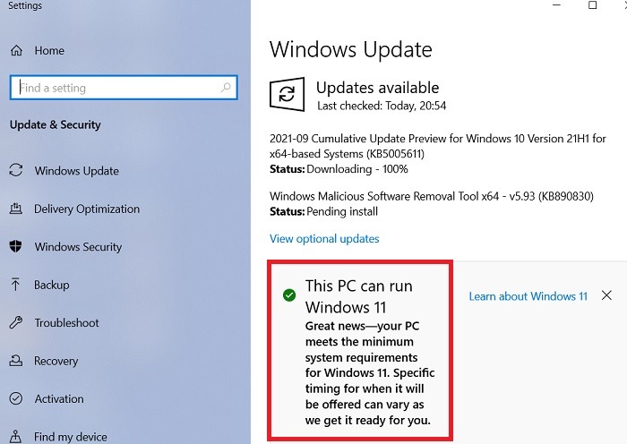 Windows11 Palauta Windows10 -tietokone voi ajaa Windowsin11