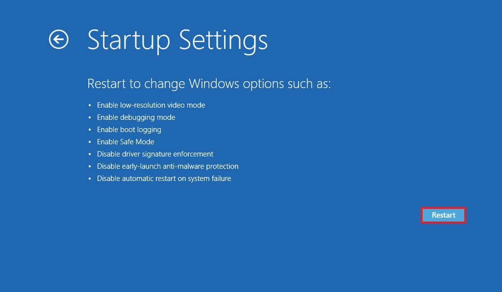 Windows 10 omstartsalternativ