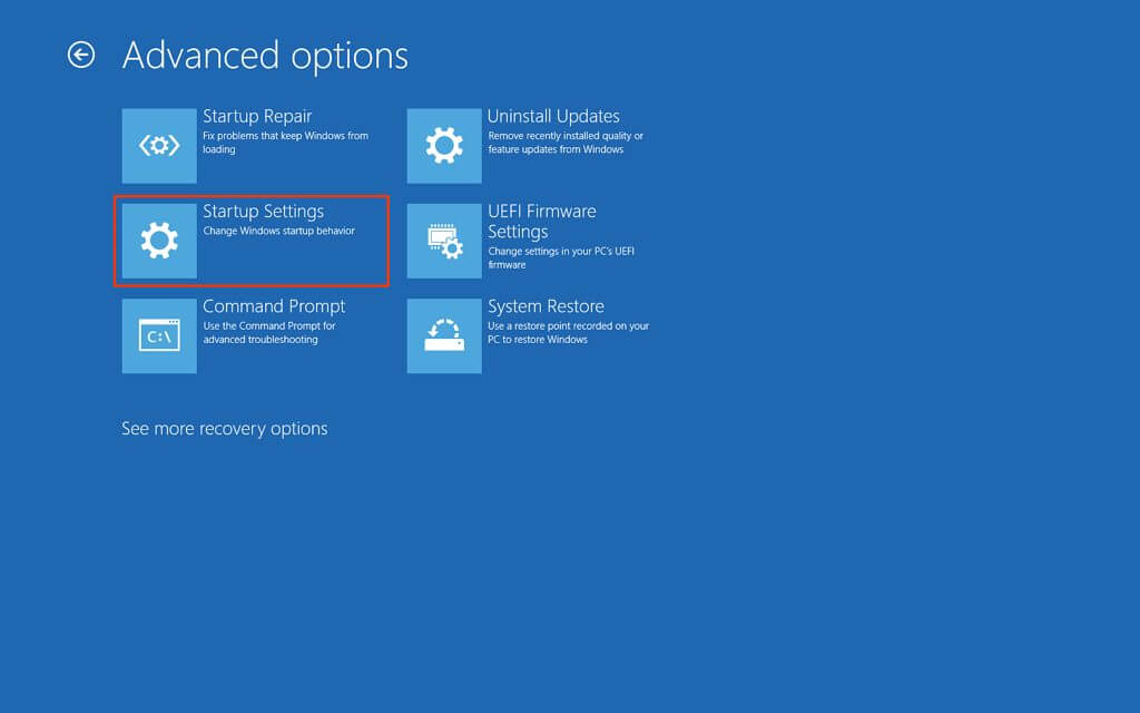 Startinställningar för Windows 10