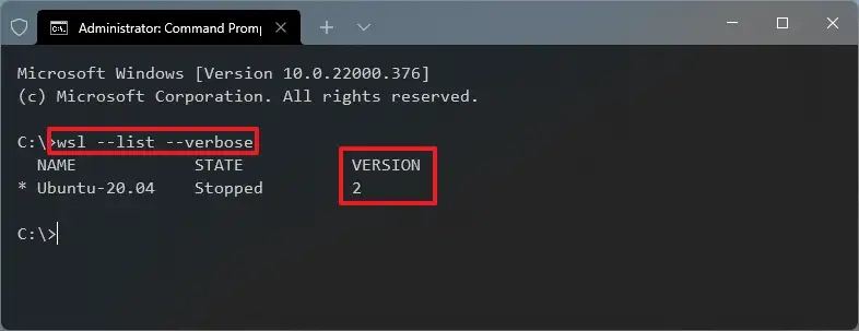 Kontrollera WSL-versionen på Windows 11