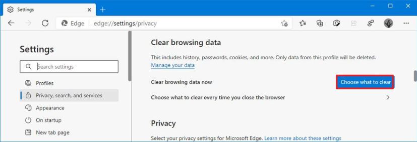 Innstillinger for personvern og tjenester for Microsoft Edge