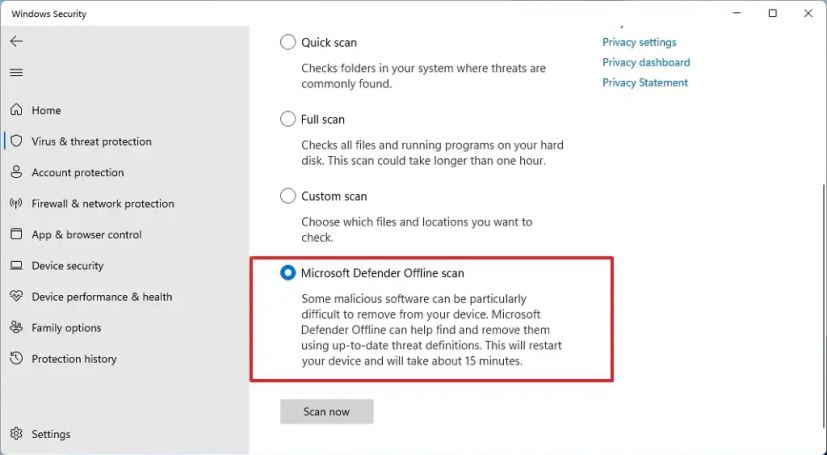 Microsoft Defender Offline-skanning