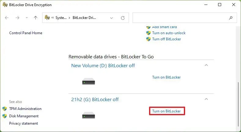 Aktiver BitLocker To Go på Windows 11