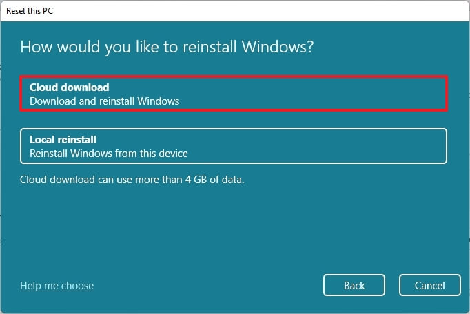 Windows 11 tilbakestilt med skynedlasting