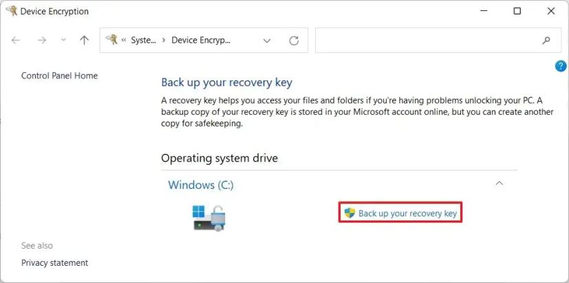 Windows 11 Home backup gjenopprettingsnøkkel