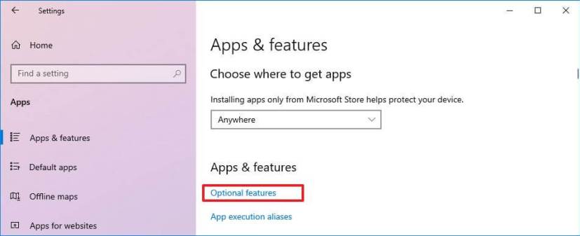 Windows 10 Valgfrie funksjoner