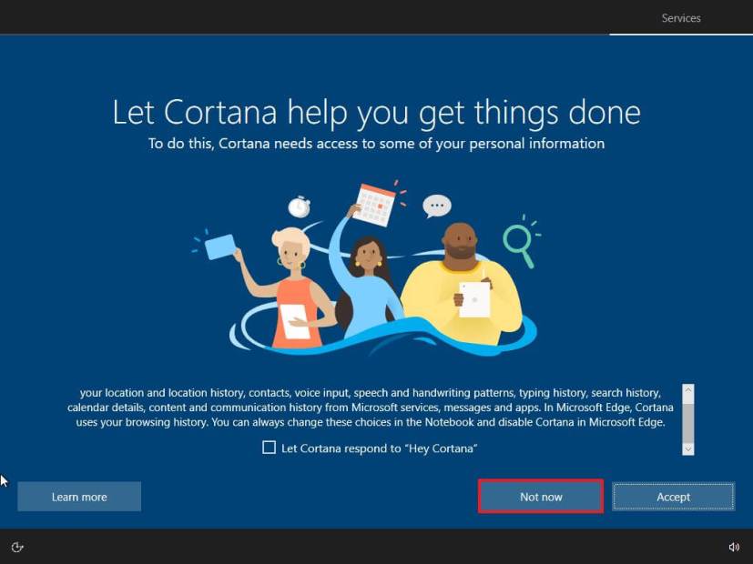 OOBE hoppa över Cortana-inställningarna