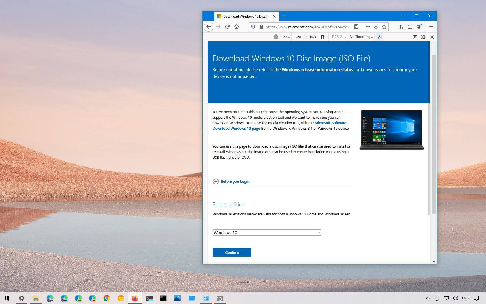 Windows 10 21H1 ISO-tiedoston suora lataus ilman Media Creation Toolia