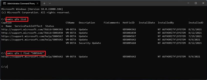 Windows 11-oppdateringslistekommando