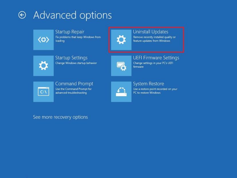 Windows 10:n asennuksen poistopäivitykset Tarkennettu käynnistys