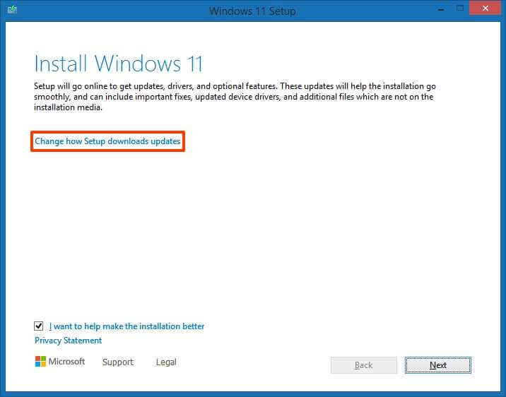 Windows 11 installationsuppdateringsalternativ