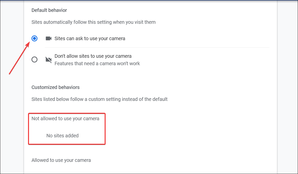 Kontrollera dina kamerainställningar för att fixa Zoom kan inte upptäcka ett kameraproblem i Windows 11/10