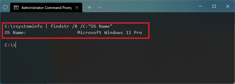 Kontrollera Windows 11-utgåvan med kommandotolken