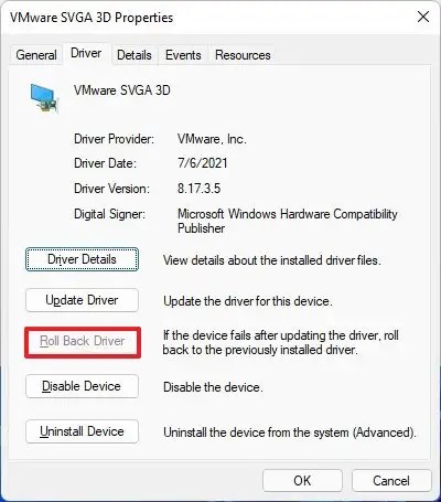 Windows 11 roll back drivrutinen