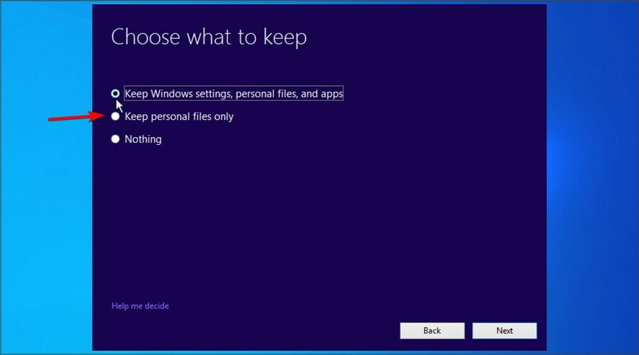 Windows 10 behåll inställningen för personliga filer