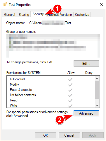 mappen endres til skrivebeskyttet Windows 10