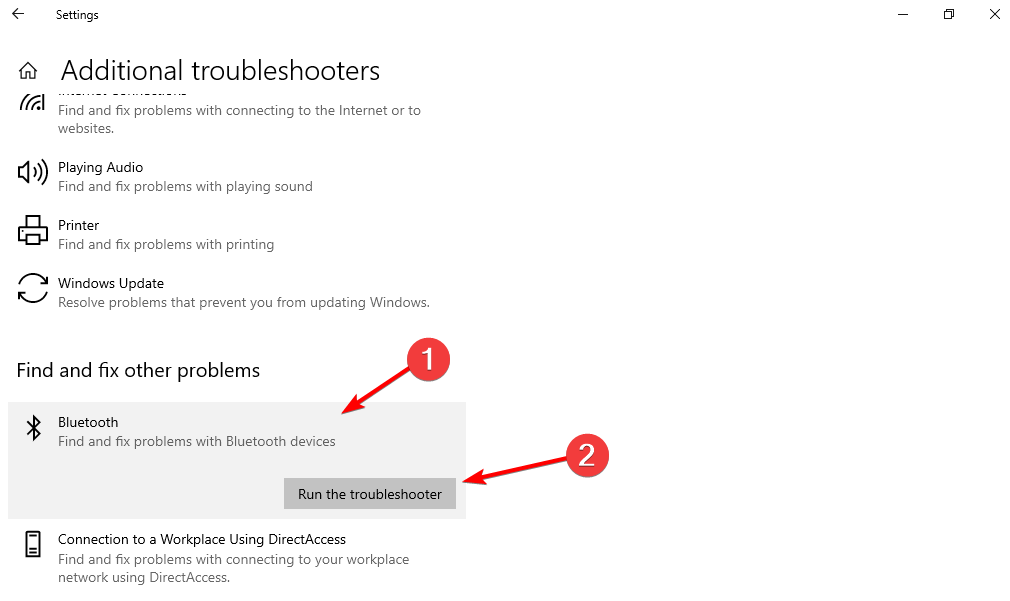 run-troubleshooter ei voi poistaa bluetooth-laitetta Windows 10