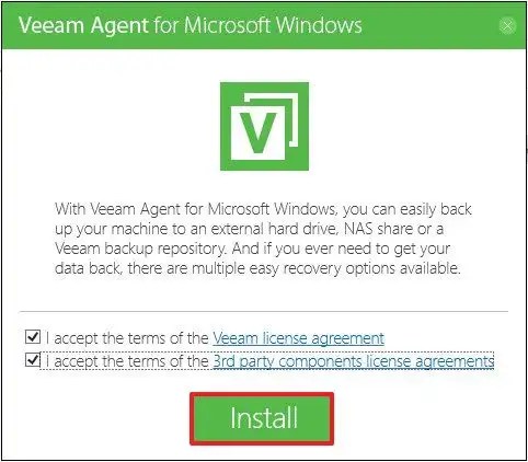 Veeam installera på Windows 11