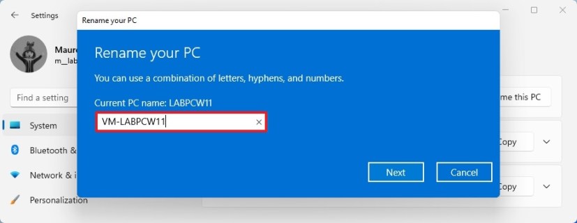 Windows 11 endre PC-navn