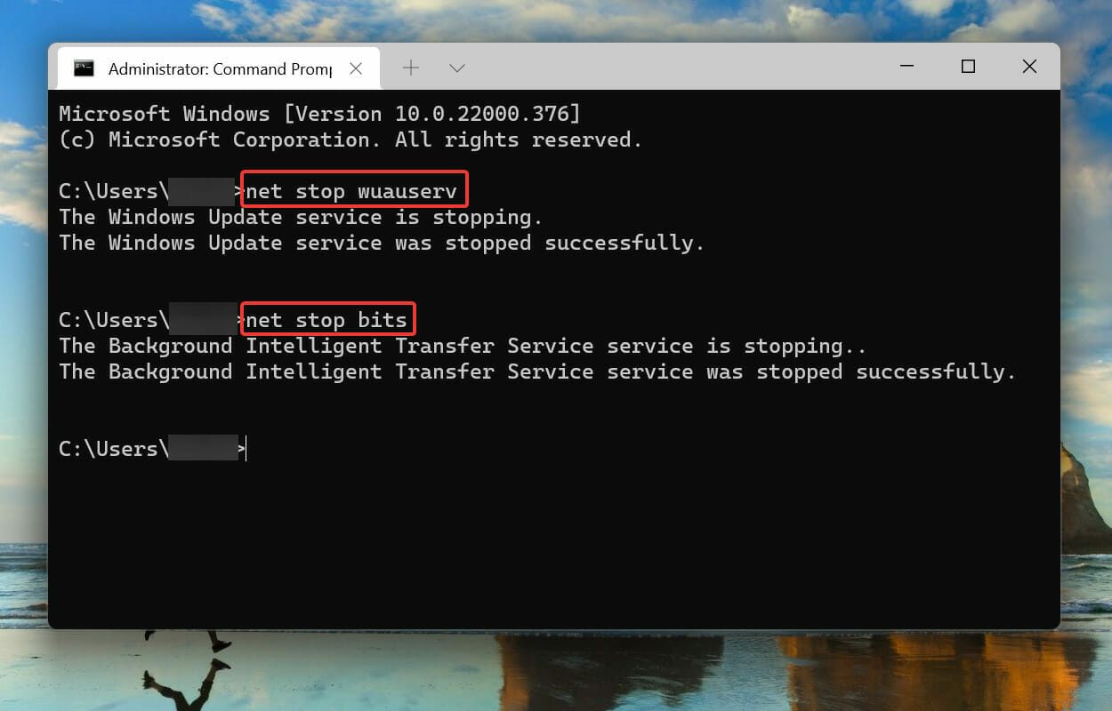 Stopp Windows og BITS-oppdatering for å fikse installasjonsfeil 0x8007012a