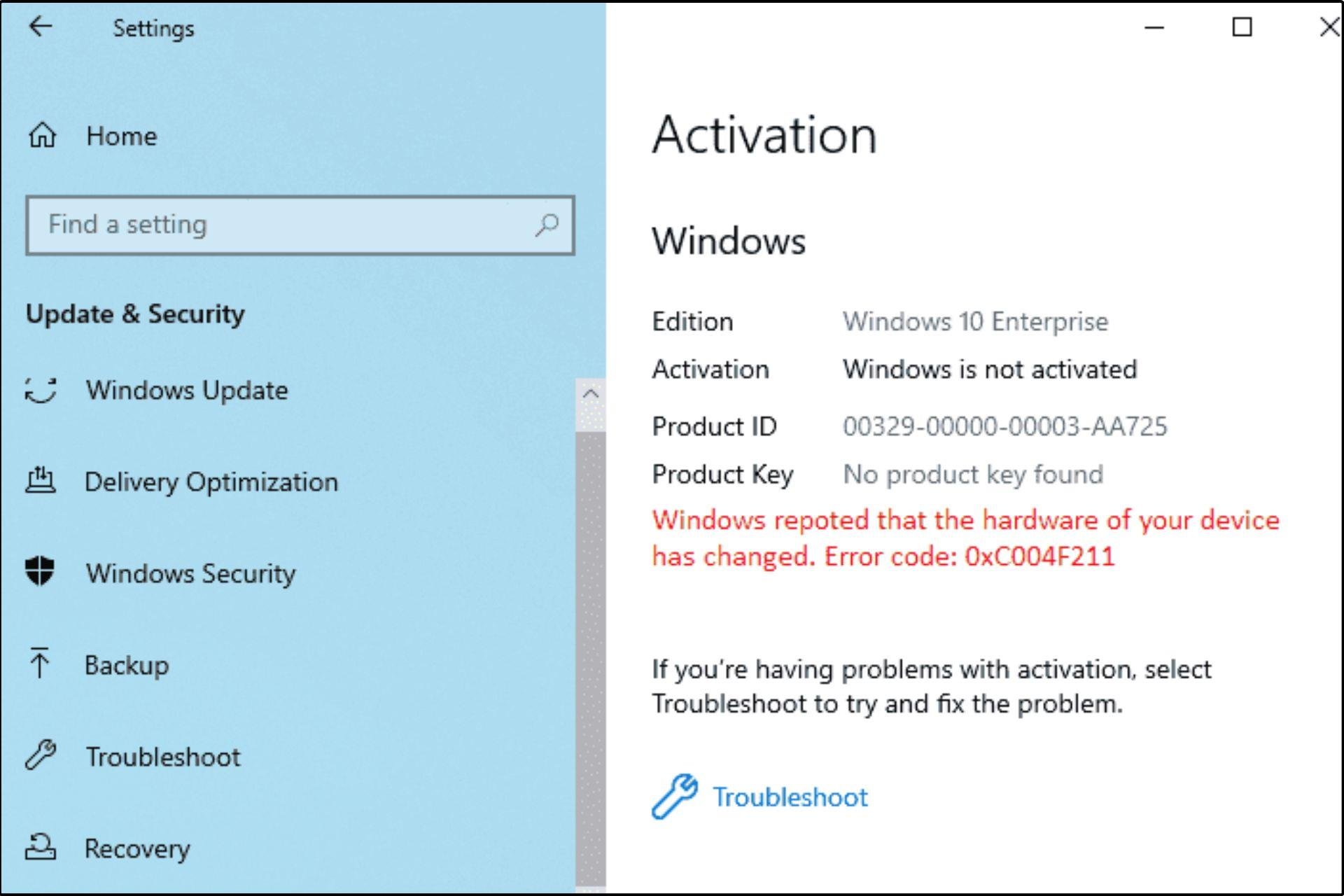 Slik fikser du Windows 10-aktiveringsfeilkode 0xc004f211