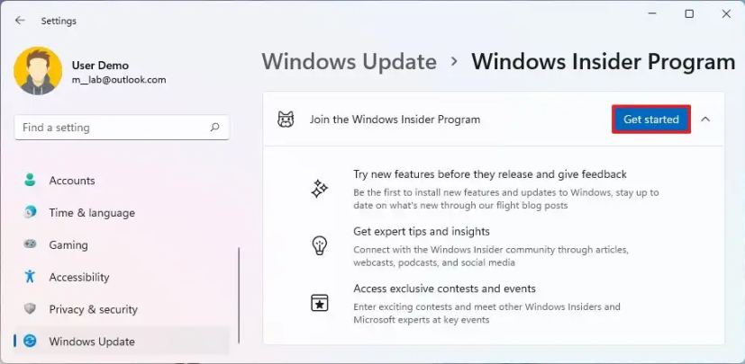 Aloita Windows 11 Insider -rekisteröinti