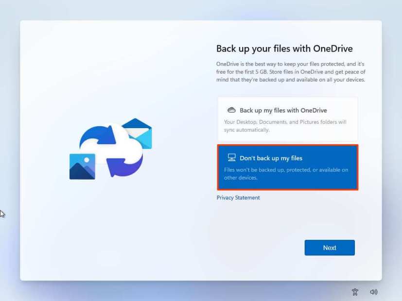 Windows 11 OOBE backup-filer till OneDrive