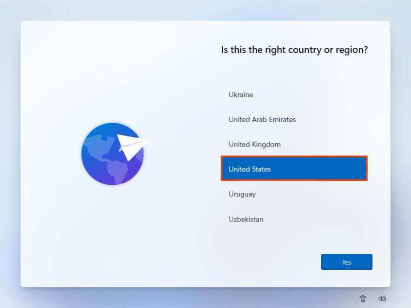 Windows 11 OOBE-region