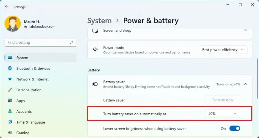 Windows 11 ändra batterisparinställningar