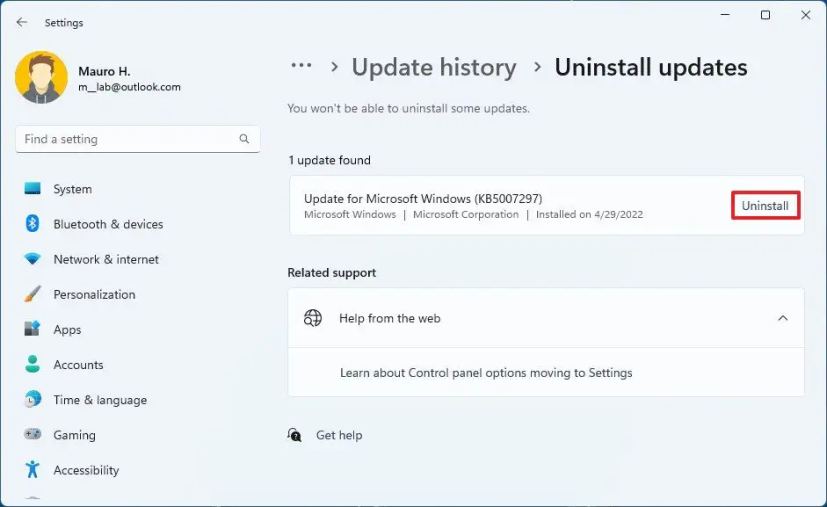 Windows 11 22H2 avinstallera uppdateringar