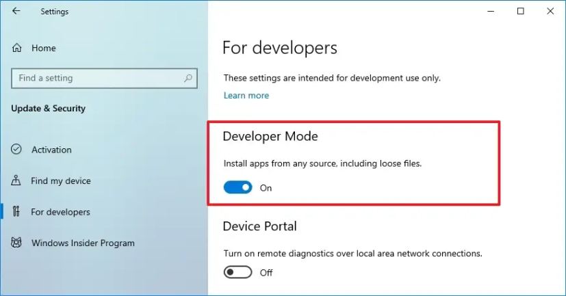 Windows 10 aktiver utviklermodus 
