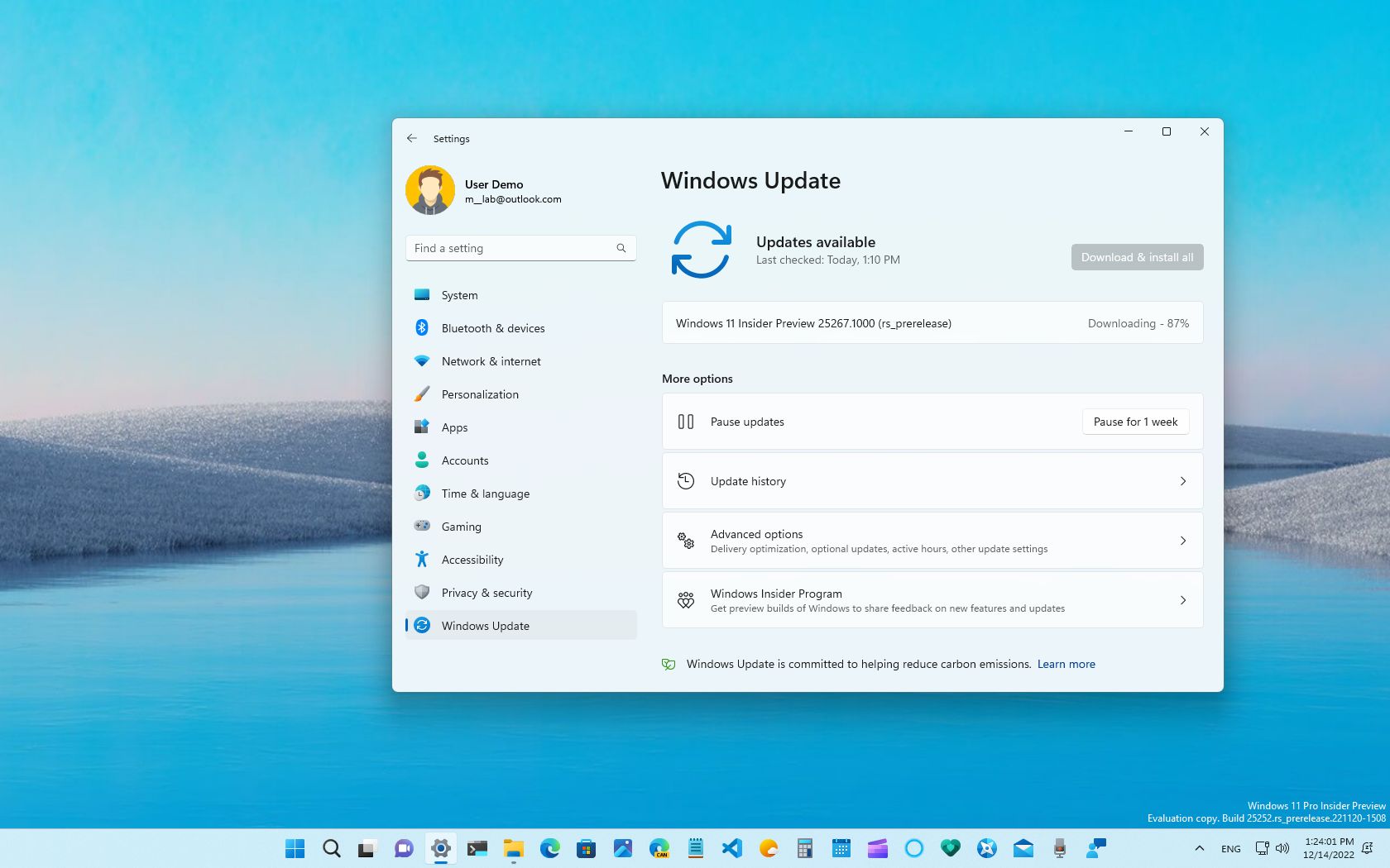 Windows 11 build 25267 julkaistaan ​​vuoden 2022 viimeisenä esikatseluna