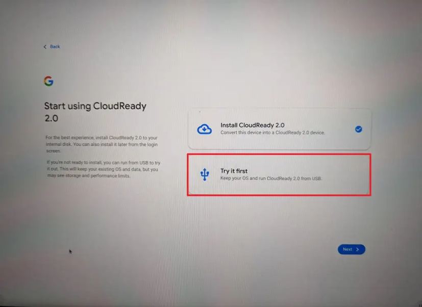 Chrome OS Flex -asennusasetukset
