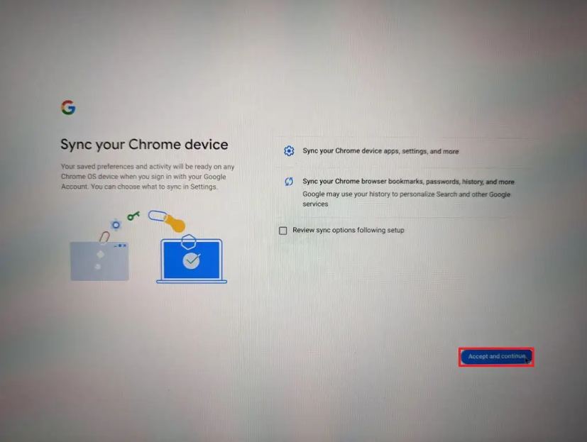 Chrome OS Flex -synkronointiasetukset
