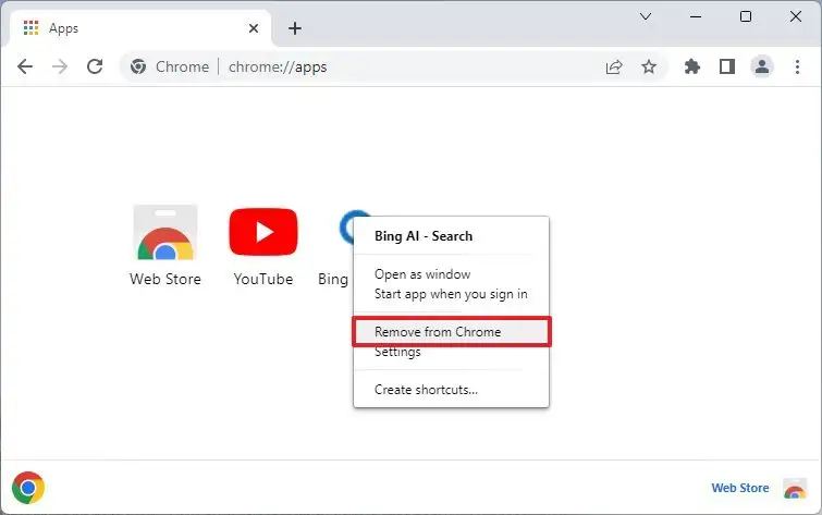 Fjern Bing AI fra Chrome