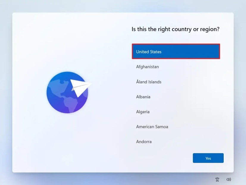 Windows 11 OOBE-region