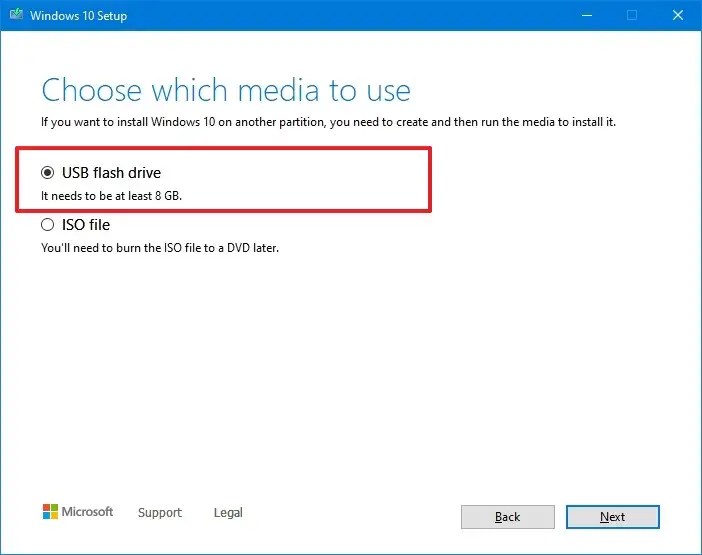 Windows 10 22H2 MCT USB flash media