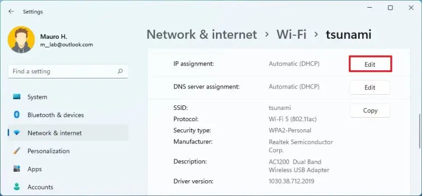Windows 11 redigere IP-adressen