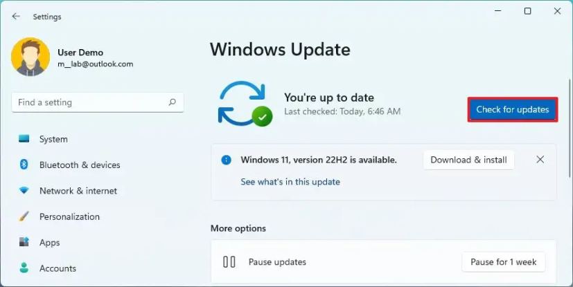 Windows 11 sjekk og installer oppdateringer