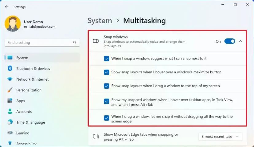 Windows 11 Snap-innstillinger